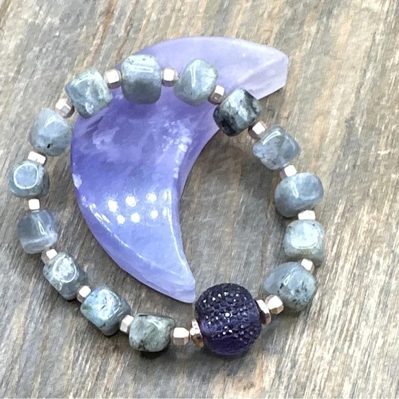 Labradorite chunky beaded bracelet/August birthstone - Picture 1 of 6